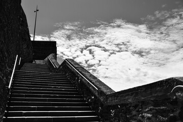 Escalier au-dessus de l'Abri Sadi Carnot. Porte Tourville. Brest. Finistère. Bretagne. 2020