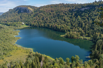 Obraz premium Saugeot, France - 09 03 2020: View from the belvedere of the Round