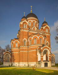Fototapeta na wymiar Cathedral of Vladimir Icon of Mother of God at Savior Borodino (Spaso-Borodinskii) convent near Borodino village. Russia