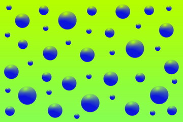 Different sizes of blue circles on a neon green background