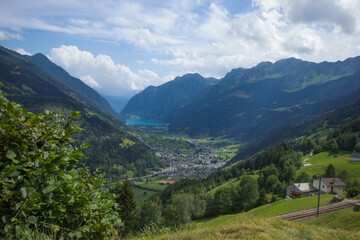 village of poschiavo in the swiss mountains
