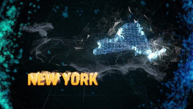 New York US federal state border map outline, news events, exit polls, sightings