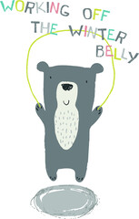 Vector cute teddy bear print design for babies.