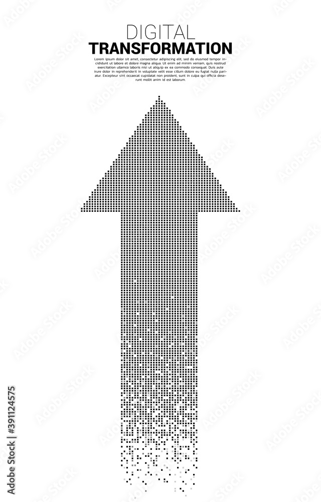 Poster arrow line from dot square pixel. concept of digital transformation of business.