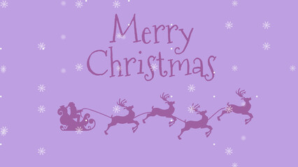 Christmas greeting with Santa Claus in a sleigh with the reindeer with the text of Merry Christmas