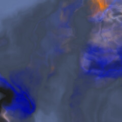 Blue yellow orange waves, galaxy, clouds, smoke