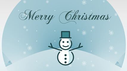 Snowball for Christmas greeting with snowman with the text of Merry Christmas