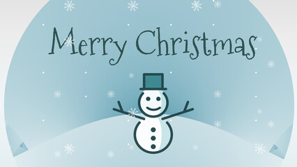 Snowball for Christmas greeting with snowman with the text of Merry Christmas