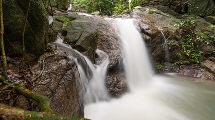 Small waterfall in the wild Long exposure image.