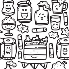 kawaii doodle cartoon beer pattern designs for stickers, backgrounds, wallpapers, clothes, decorations and more