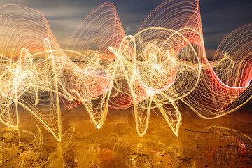 light painting on the salt flats