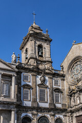 Obraz premium Architectural fragments of Porto Church of Saint Francis (Igreja de Sao Francisco, 1410) - a fine example of Gothic architecture in the city. Porto, Portugal.