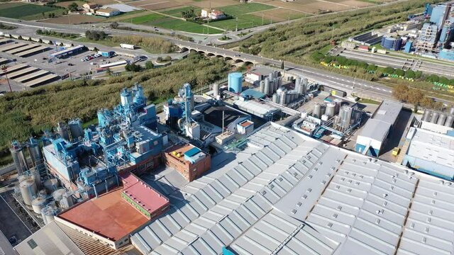 Aerial view of a chemical plant in Mataro. Spain