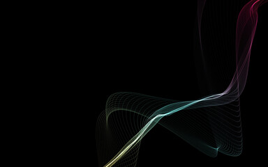Dark abstract background with a glowing abstract waves