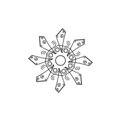 Coloring abstract figure, mandala style decorative geometric design, coloring ornament