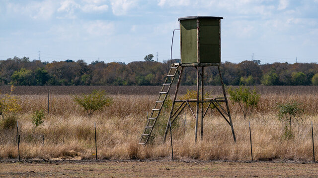 A Hunting Blind In An Open Field