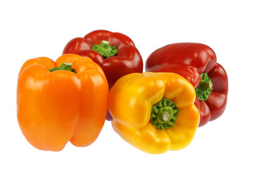 close up on fresh colorful peppers isolated on white background