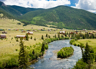 Willow Creek Creed Colorado - Homes along Willow Creek outside the town of Creede in Mineral County...