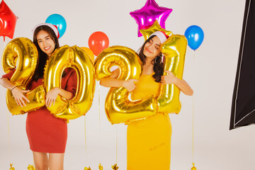Countdown happiness, model in a fashion studio, Happy New Year and ChristmasBuddy couple photo, beautiful Asian concept © ฺฺฺBoonterm