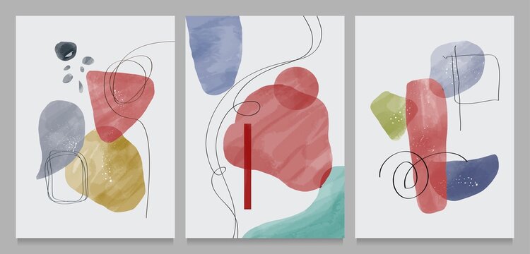 Abstract contemporary modern trendy. vector Set of creative minimalist hand painted illustrations for social media, wall decoration, postcard or brochure cover design
