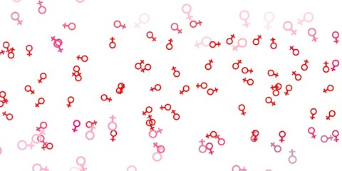 Light Red vector background with woman symbols.