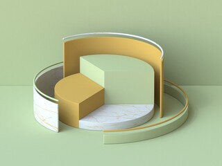 Abstract mock up chart pie podiums 3D