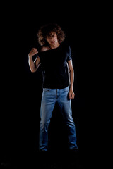 Young rock musician with afro hairstyle
