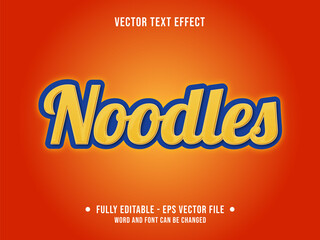 Editable text effect - Noodles yellow and blue color style