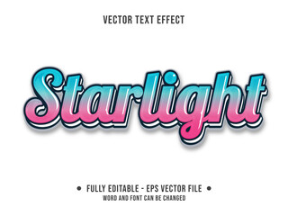 Editable text effect - Starlight pink and blue gradient color style