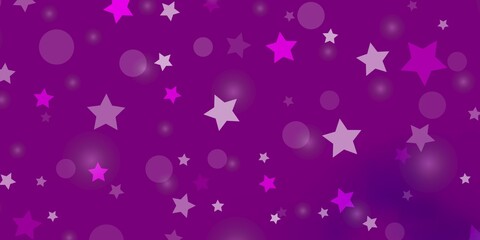 Light Pink vector backdrop with circles, stars.