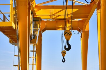 Hooks on a crane steel industrial structure