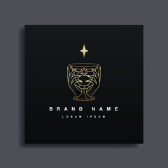 Holy grail luxury logo, medieval gothic style concept art.