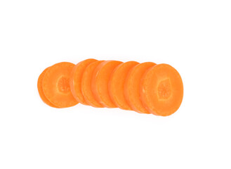 Carrot slice isolated on white background. Top view. Flat lay