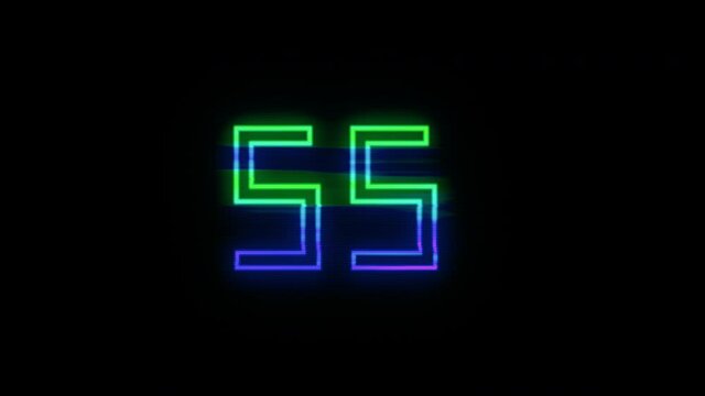 60 seconds countdown Glitch Animation on Black Background