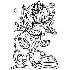 Coloring abstract flower in the style of zentang.