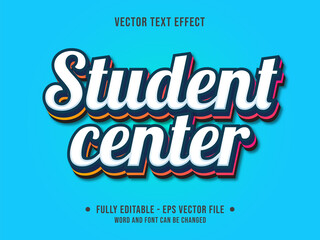 Editable text effect - student center white and blue color modern style
