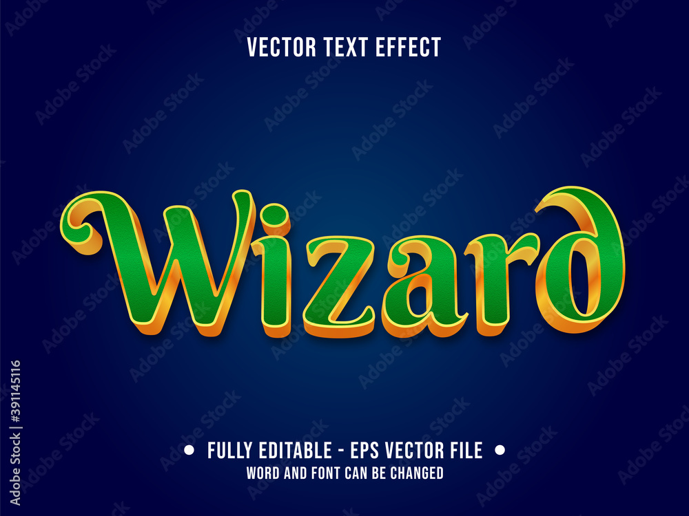 Sticker editable text effect - wizard green and gold color gradient modern style