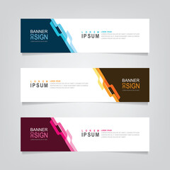 Vector abstract banner design web template. Abstract geometric design banner web template on grey background. Header footer Web Design Elements. Collection of web banner template