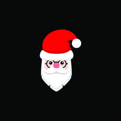 Happy santa claus face vector illustration. Christmas santa claus head icon isolated on black background.