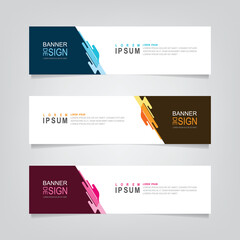 Vector abstract banner design web template. Abstract geometric design banner web template on grey background. Header footer Web Design Elements. Collection of web banner template