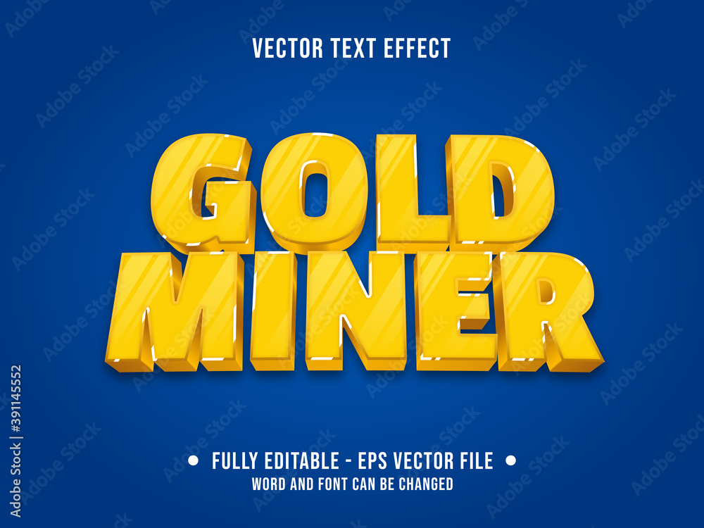 Wall mural editable text effect - miner yellow gold color gradient modern style
