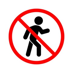 Vector Pedestrian Prohibition Symbol, No pedestrians allowed sign on isolated white background for UI/UX and website.