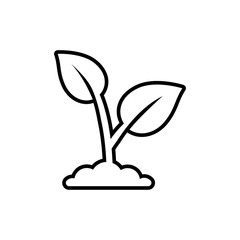 Vector Plant icon, seedling symbol on isolated white background for UI/UX and website.