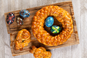 Homemade Braided White Bread and Painted Eggs