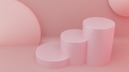 A simple 3D rendering pink podium for your product and your presentation