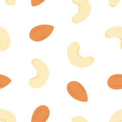 Almond and Cashew. Vector seamless pattern