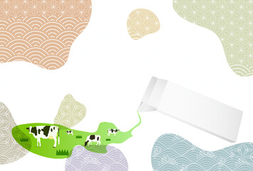 丑　年賀状　干支　背景
