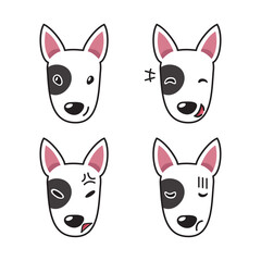 Fototapeta na wymiar Set of bull terrier dog faces showing different emotions for design.