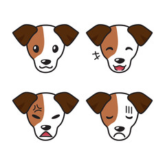 Set of jack russell terrier dog faces showing different emotions for design.
