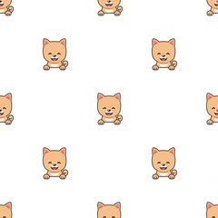 Vector cartoon character pomeranian dog seamless pattern background for design.